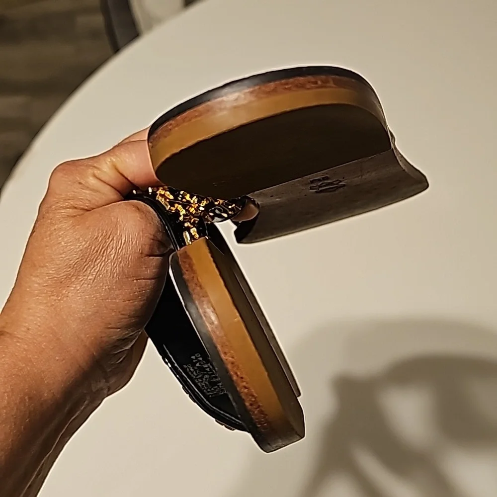 Tory Burch Black Sandal with Gold Logo Accent